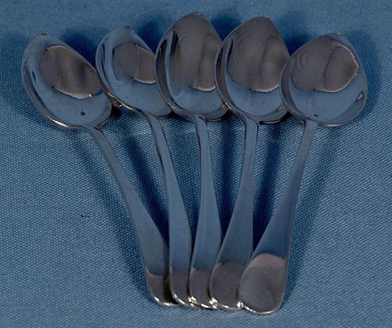 A set of five silver grapefruit spoons & a Christening set.